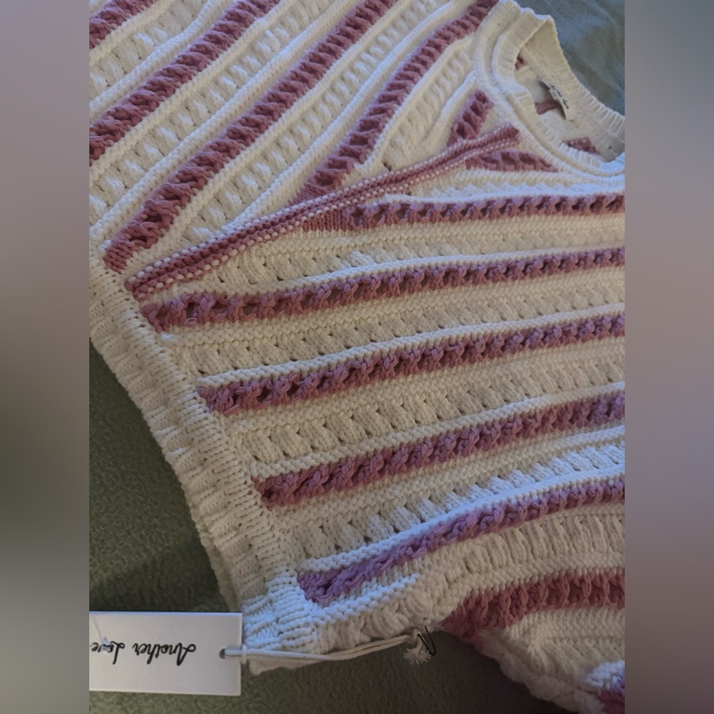 HAVEN STRIPE SWEATER by Another Love in Cherry Cream ๐ Size Small NWT - Picture 7 of 16